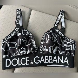 dolce & Gabbana graffiti logo print Bra